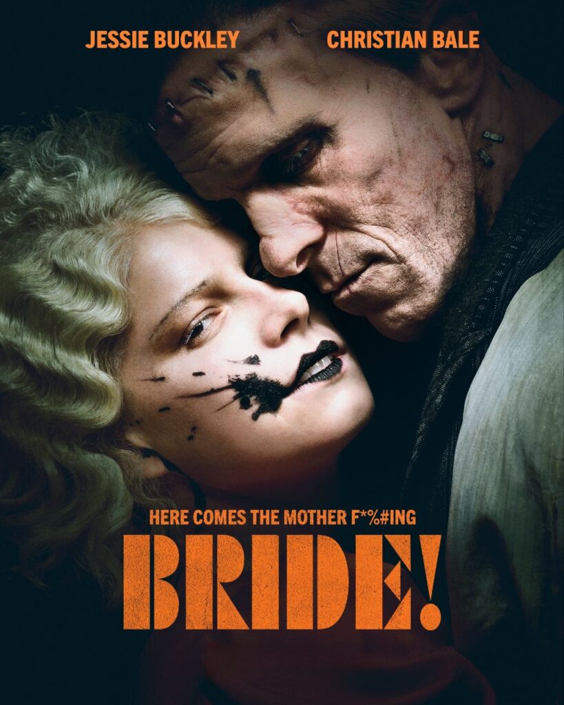 The Bride 2026 movie poster Jessie Buckley Christian Bale gothic horror