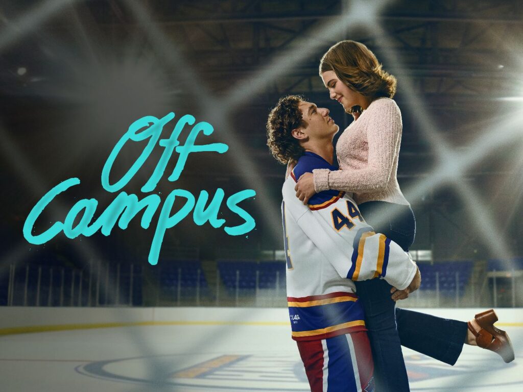 Off Campus Season 1 Prime Video series college hockey romance couple scene