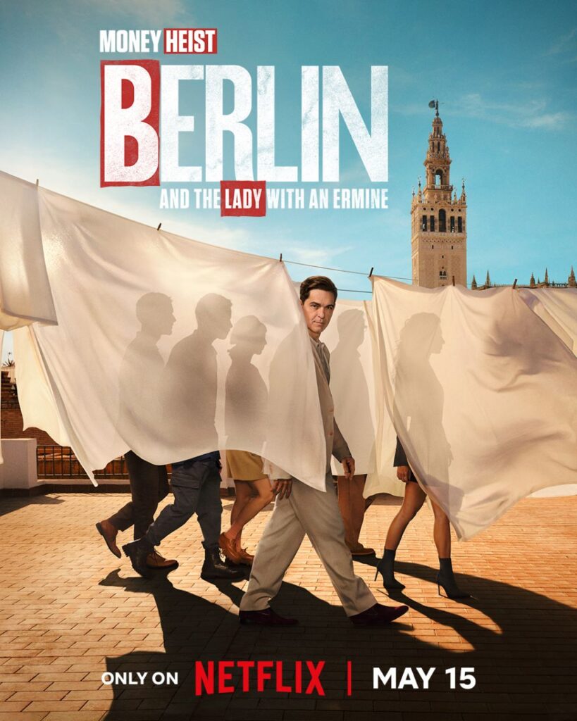 Berlin and the Lady with an Ermine Netflix series Seville heist team scene