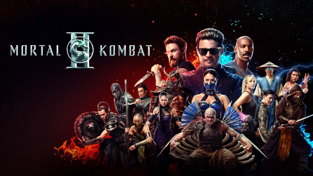 Mortal Kombat II featured image showcasing Johnny Cage, Kitana, Scorpion, Raiden and Outworld warriors