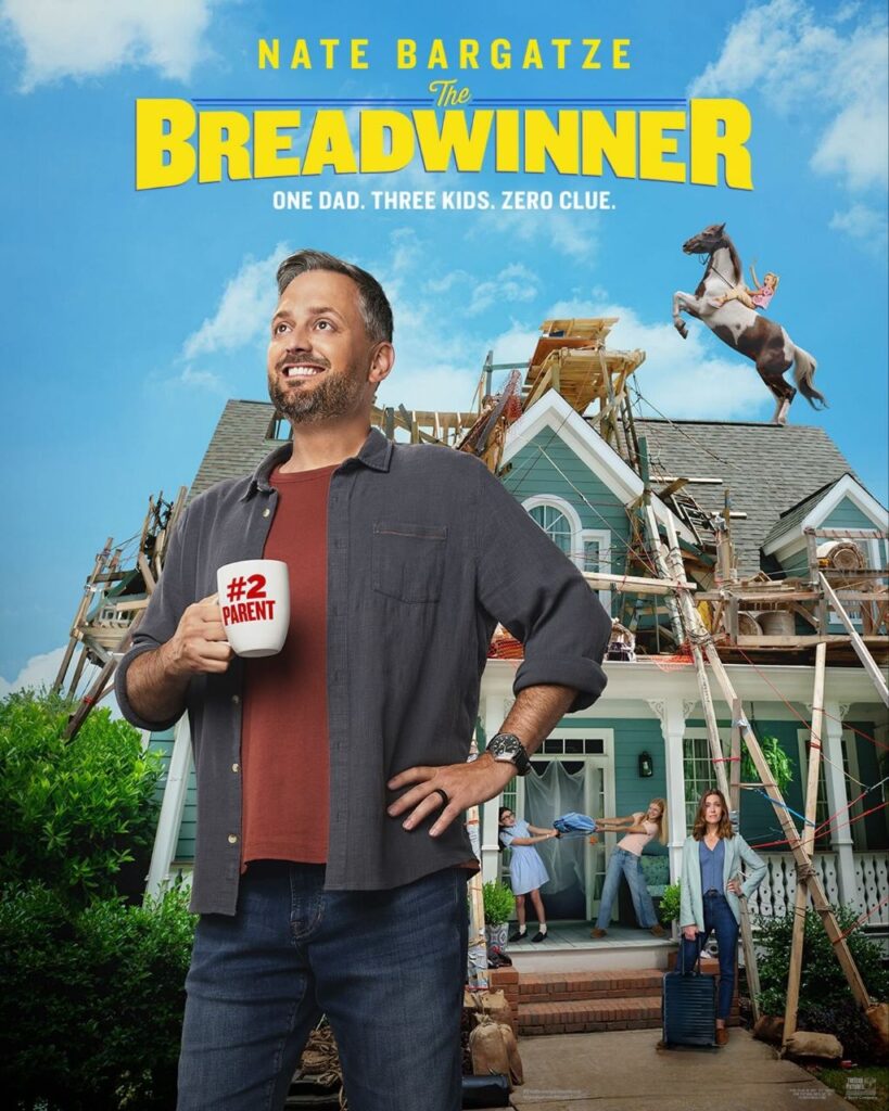 The Breadwinner 2026 digital release Nate Bargatze and Mandy Moore family comedy scene