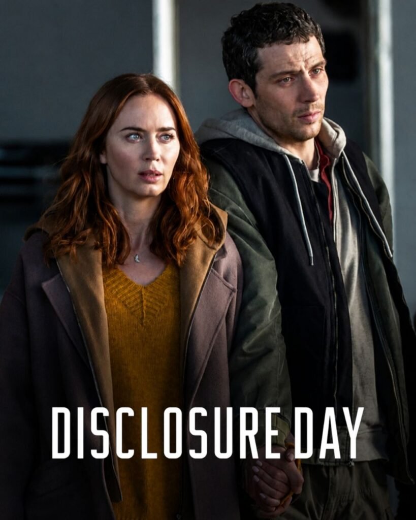 Disclosure Day Sci-Fi Movie Scene Disclosure Day 2026 digital release Emily Blunt and Josh O'Connor sci-fi movie scene