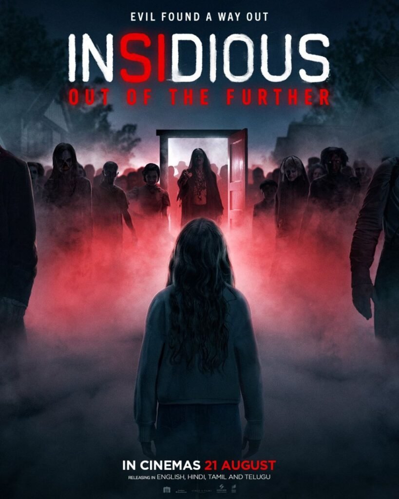 Insidious Out of the Further 2026 movie poster with supernatural entities and English Hindi Tamil Telugu release