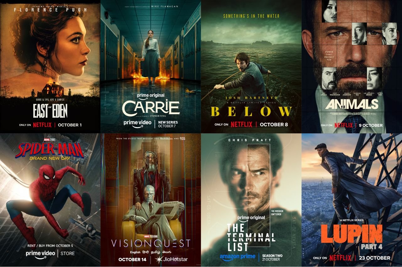 New OTT releases October 2026 featuring East of Eden, Carrie, Below, Animals, Spider-Man Brand New Day, VisionQuest, The Terminal List Season 2 and Lupin Part 4